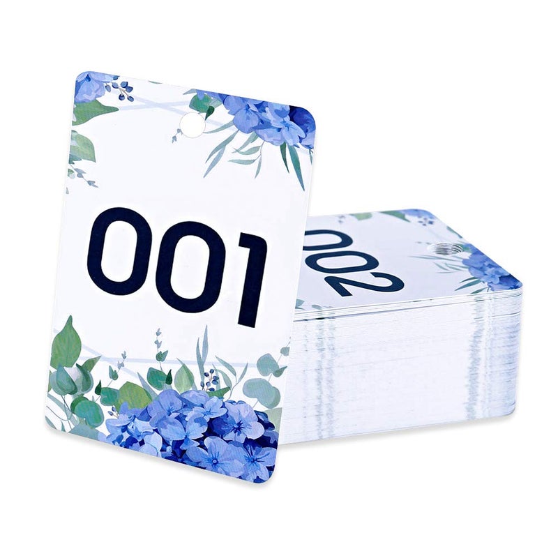 FaCraft Live Number Tag 001-100, Floral Purple Live Sale Number Cards Reusable Normal and Reverse Mirror Image Hanger Cards Hanger Tags Card for Clothes Coat Check Tickets - Image 1
